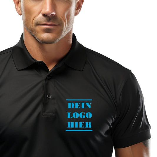 Poloshirt mit Logo bedrucken Schweiz-Bild Herr posiert mit Poloshirt