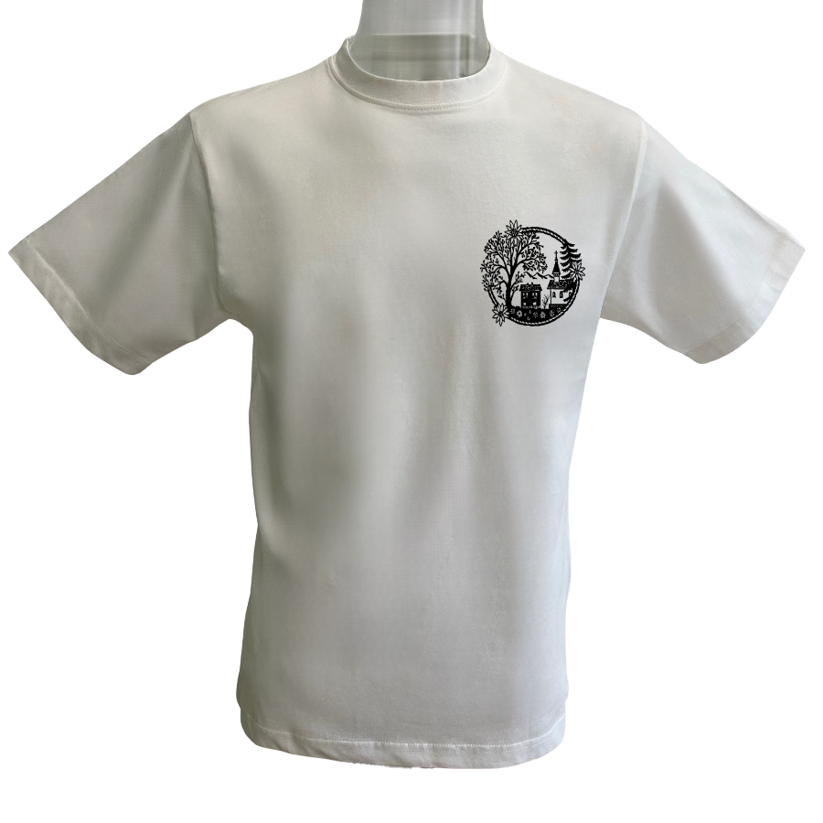 Weisses T-Shirt mit Scherenschnitt Design