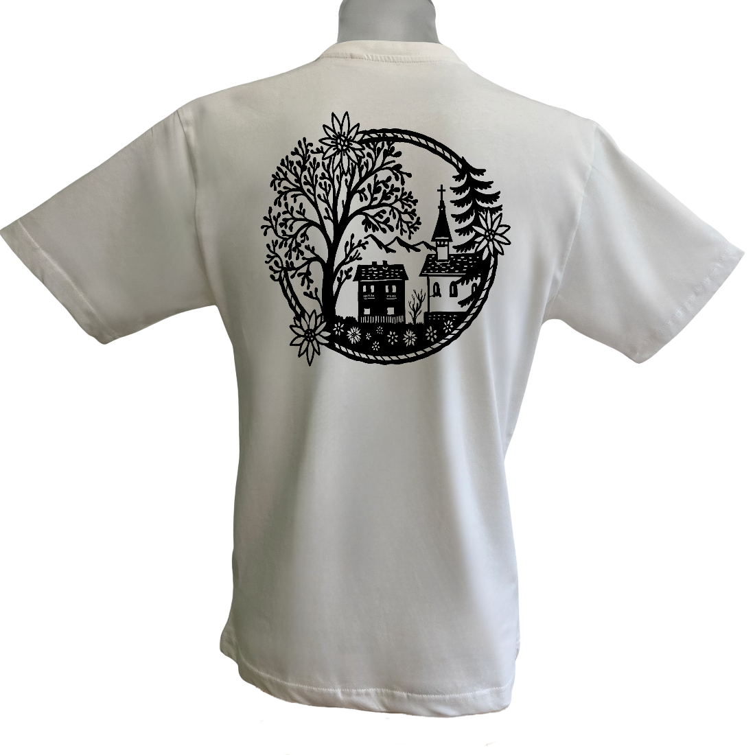 Weisses T-Shirt mit Scherenschnitt Design